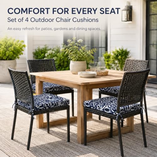 UNIKOME Outdoor Chair Cushions Pack of 4, Water Resistant Patio Cushions with...