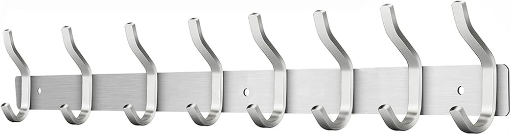 23 Inch Coat Rack Wall Mount with 8 Hooks, Silver Coat Hooks