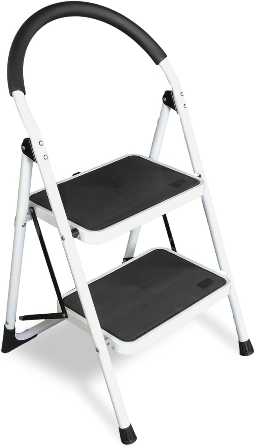 Jack Boss 2 Step Ladder, Folding Lightweight Step Stool with Wide Anti-Slip P...