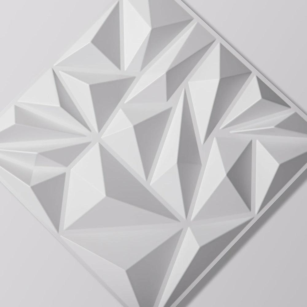 Art3d 33-Pack Modern Diamond Textured 3D Wall Panels, 12 x 12 in, White