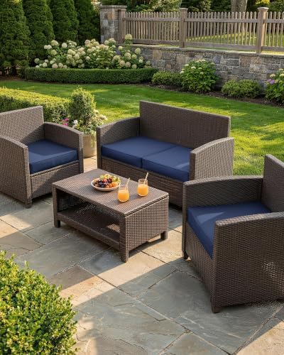 4 Set Outdoor Chair Cushions 22 X 22 X 4 Inches Patio Furniture Cushions Wate...