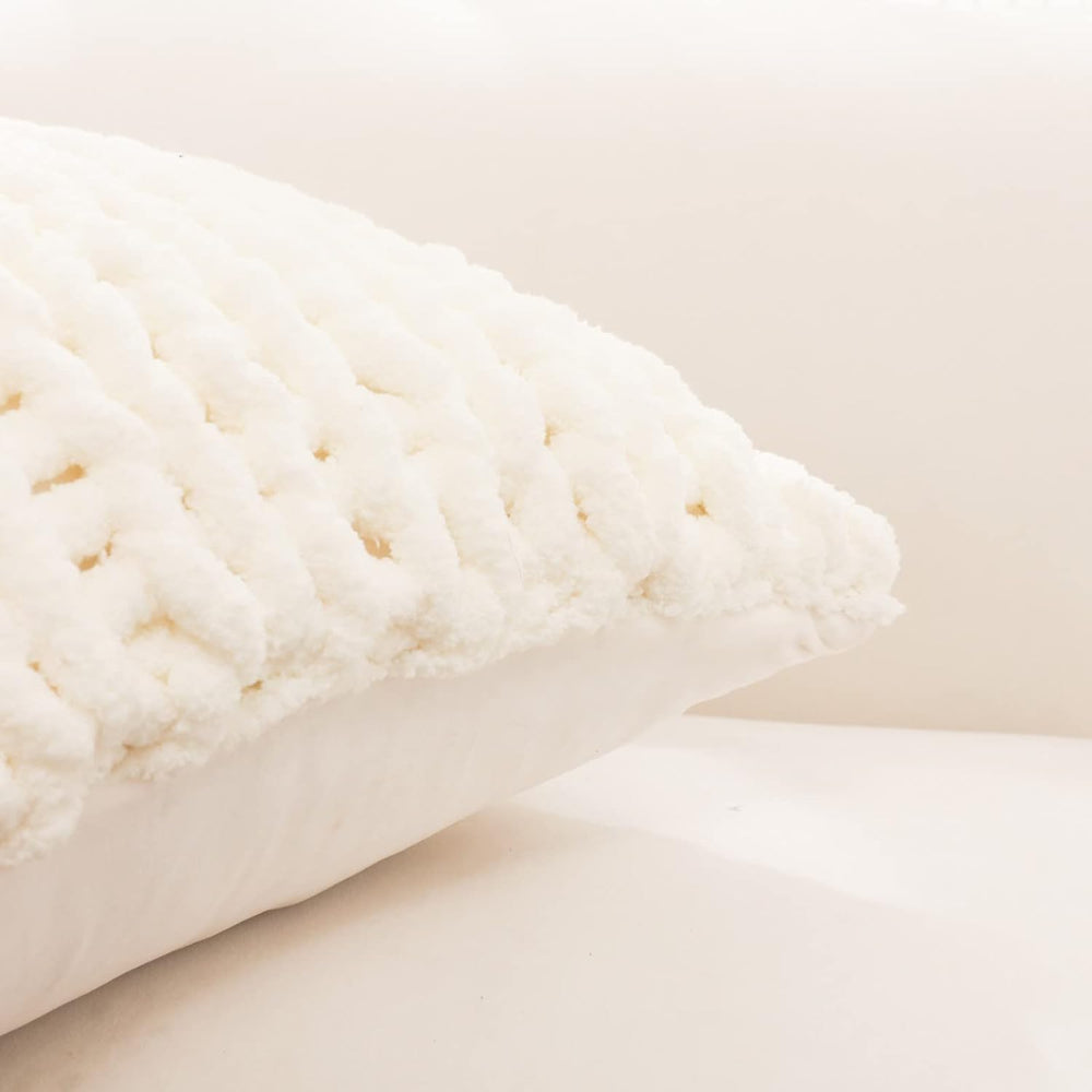 Cream White Chunky Knit Throw Pillow Covers 1PC 18"×18"