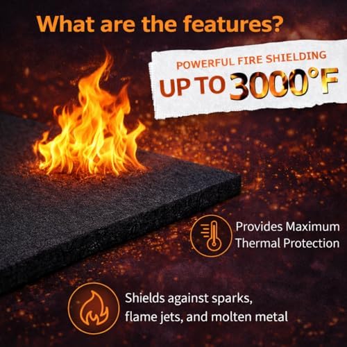 39 x 48 x 1/5 inches Carbon Fiber Welding Blanket Fireproof, Heat Resistant F...