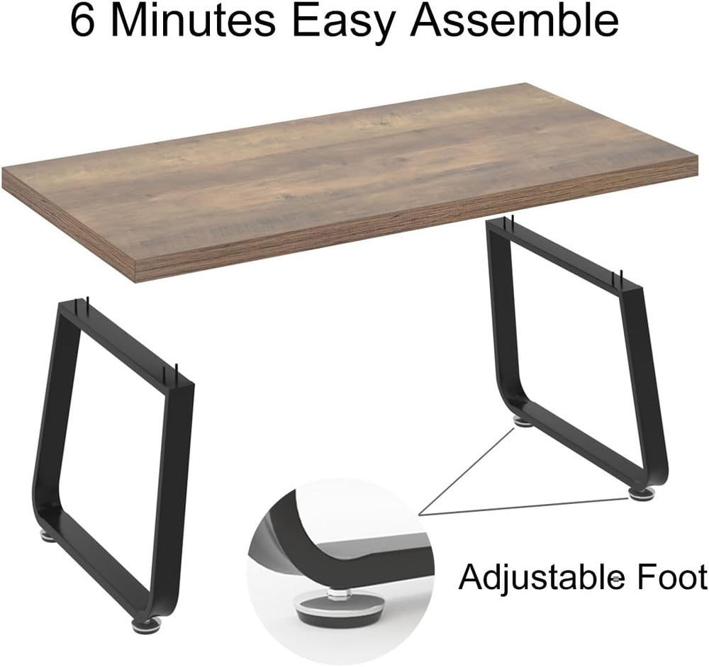 HSH 47" Wood Rectangle Coffee Table for Living Room, Rustic Oak