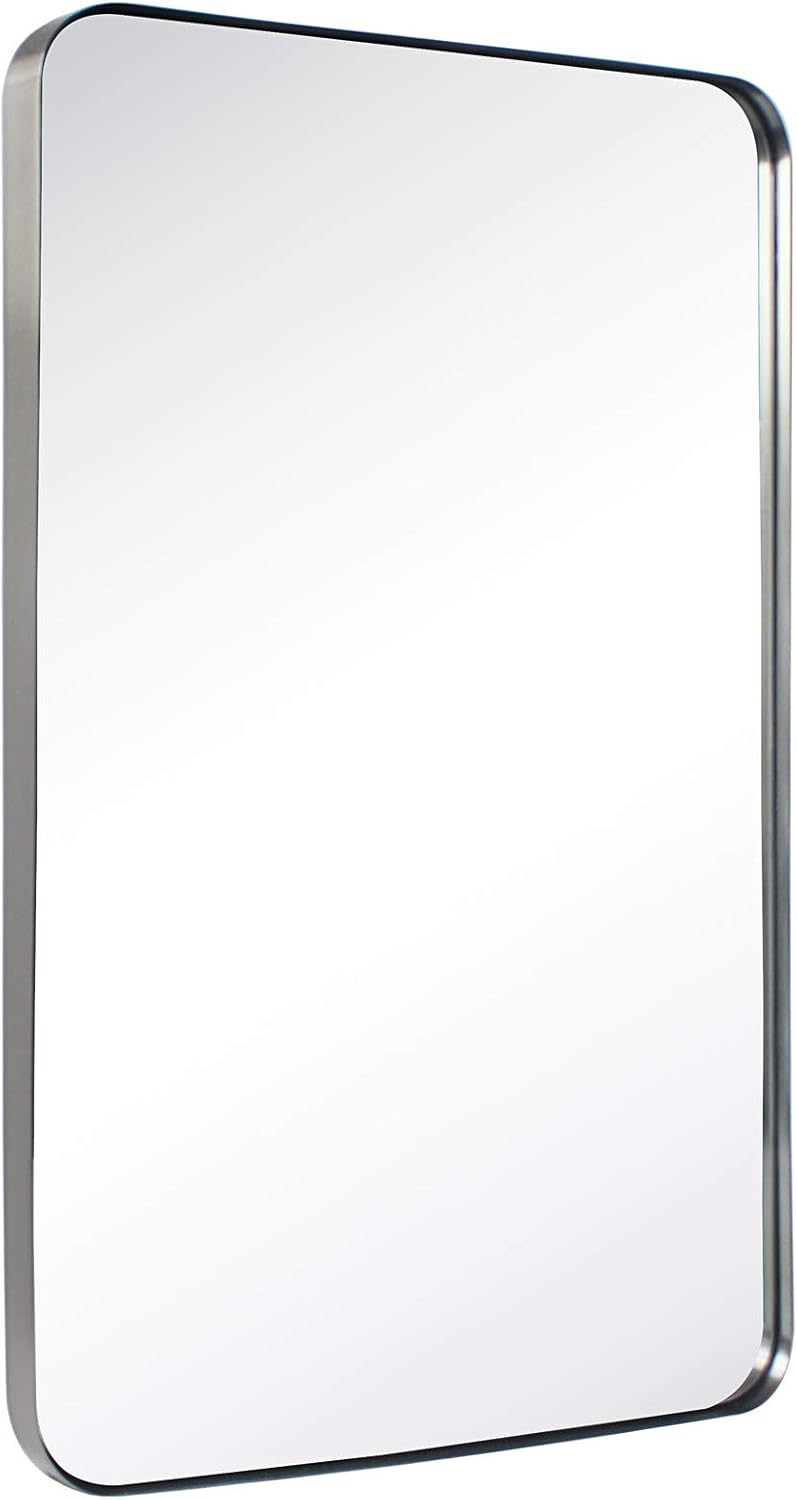 GRACTO 20 x 30'' Polished Nickel Rectangle Bathroom Vanity Mirror for...