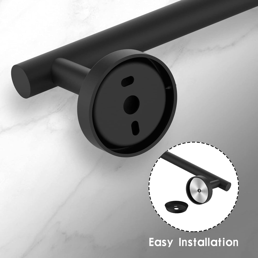 Newfun 24 Inch Matte Black Bathroom Towel Bar, 2Pcs