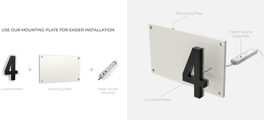 7 Inch Backlit LED House Number, ABS Polymer, 2700K Warm Light (6, Black)