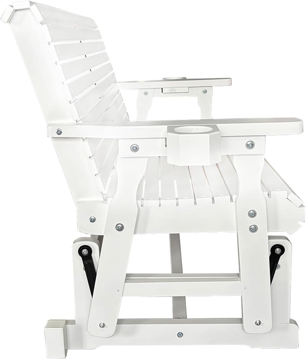 Fortune Candy Patio Glider with Cup Holders, Snow White, 2-Seater
