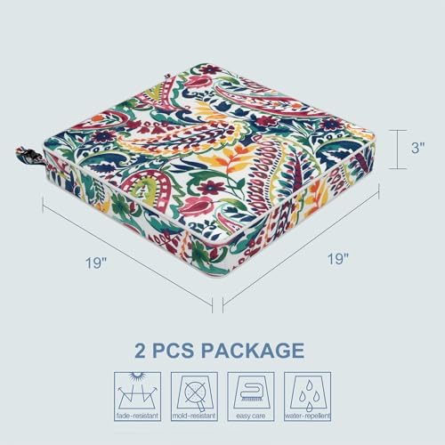 LVTXIII Patio Chair Cushions 19"x19"x3", Water-Repellent Outdo...