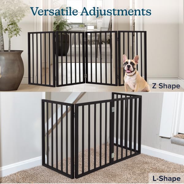 Pet Gate - 4-Panel Indoor Foldable Dog Fence for Stairs, Hallways, or Doorway...