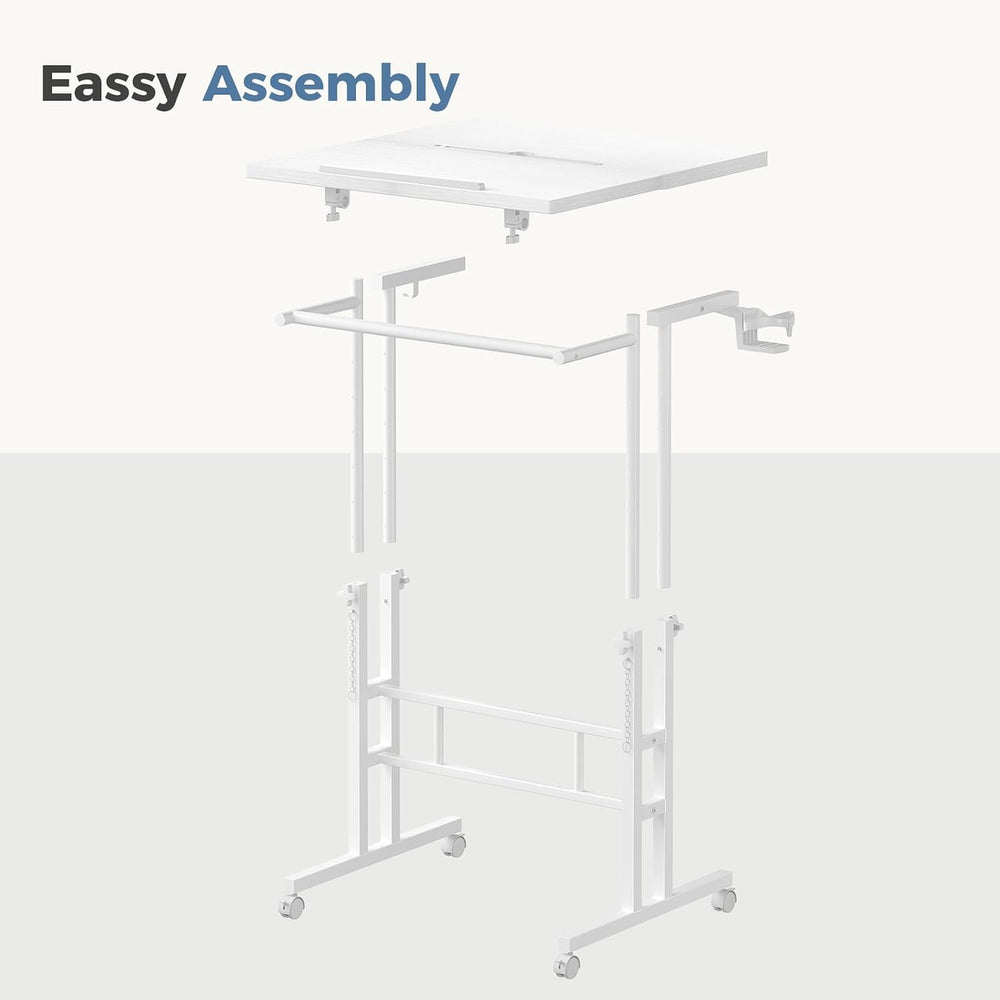 DUMOS Rolling Standing Desk, Walking Pad Desk, Split Top Computer Cart