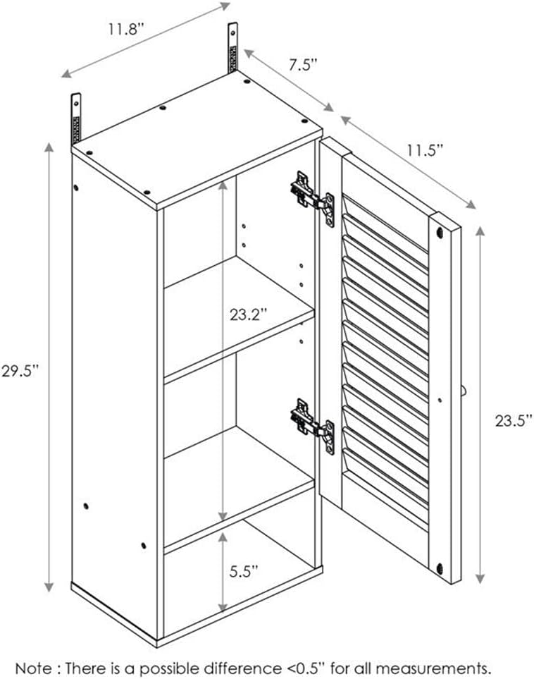 FURINNO Indo Slim Wall Cabinet, 11.8 Inch, Espresso