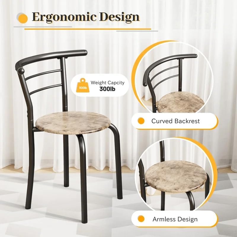 Shahoo 3-Piece Dining Table Set for 2, Kitchen Breakfast Nook Set, Walnut
