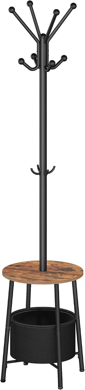 Hzuaneri Coat Rack, Free Standing Coat Stand with Large Storage Basket