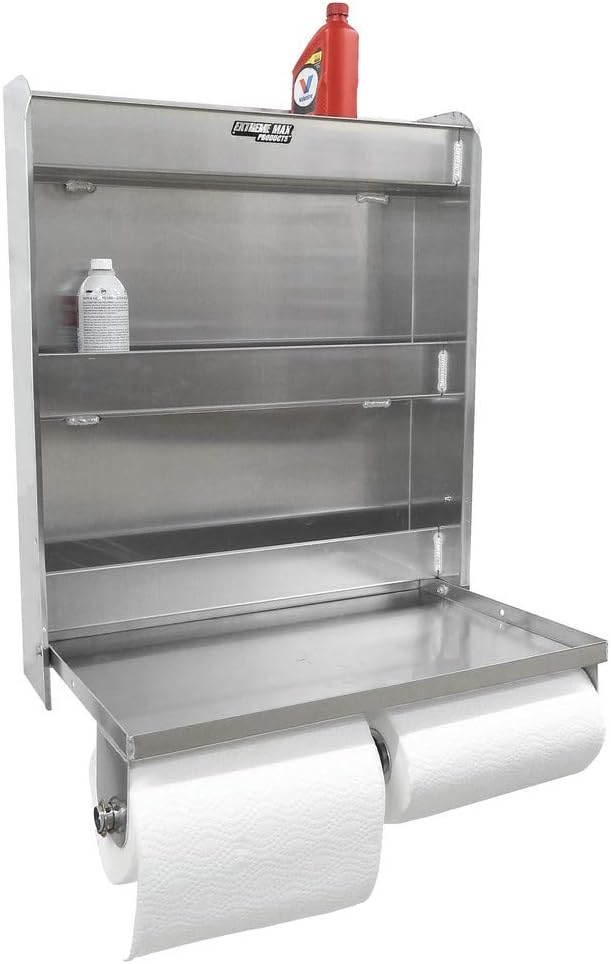 Extreme Max 5001.6049 Aluminum Work Station Storage Cabinet w/ Flip-Out Work ...