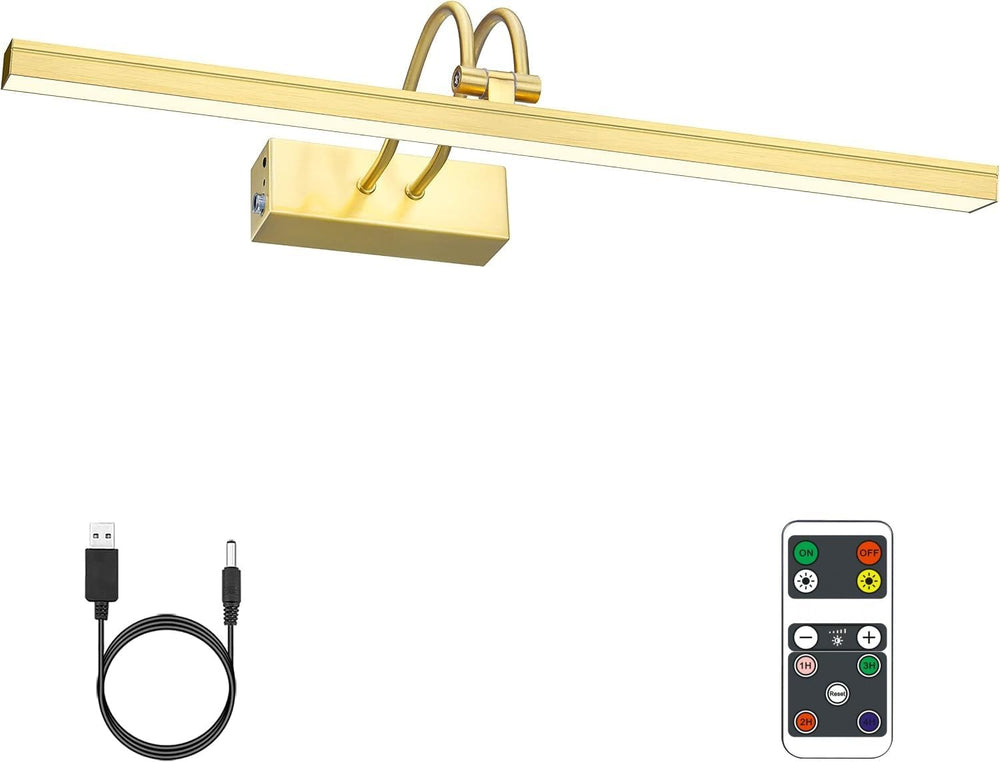 Wireless Picture Light Rechargeable, 16", Brass