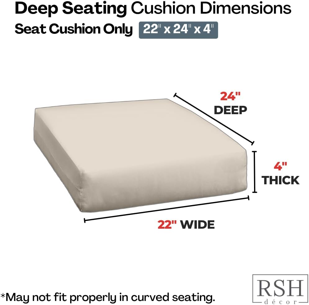 RSH DÉCOR Set of 2 Sunbrella Deep Seating Chair Cushions | 22" x 24"...