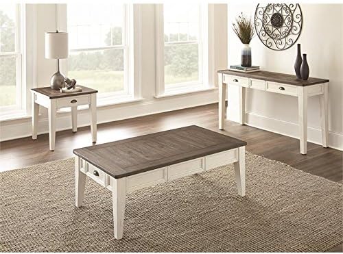 Steve Silver Cayla Storage Coffee Table in Dark Oak and White