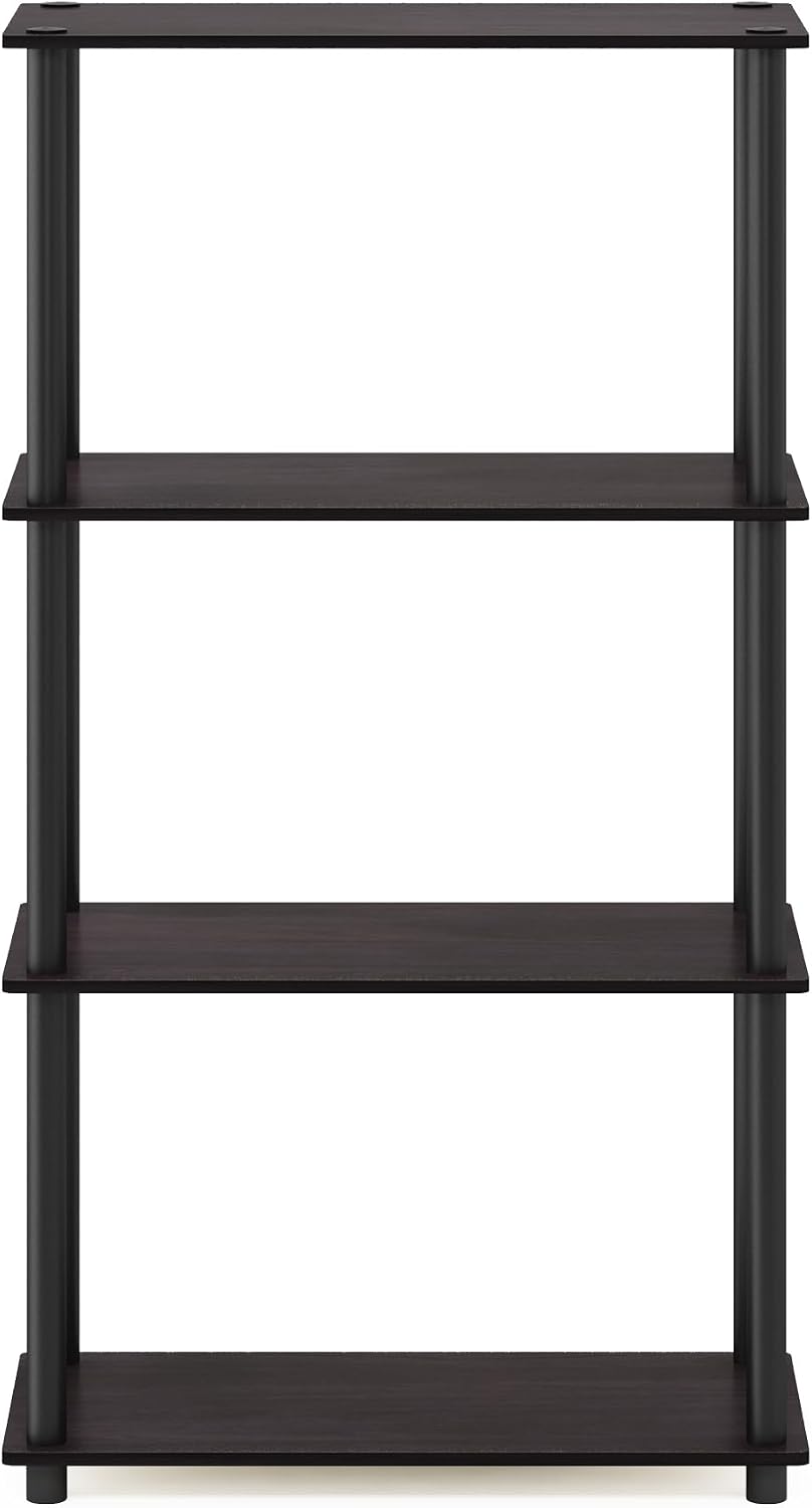 Furinno Turn-N-Tube Toolless 4-Tier Storage Shelves, Walnut