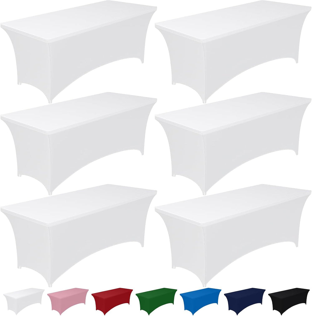 Pureegg Spandex Tablecloth 6ft 6 Pack White