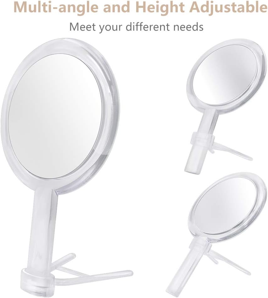 1X & 10X Magnifying Double Side Hand Makeup Mirror with Stand, Handheld V...