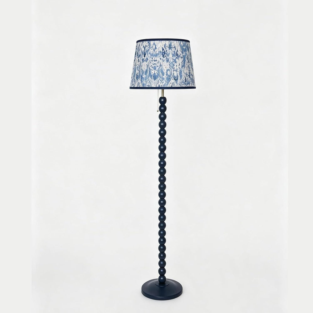 Blue Wood Base Floor lamp,14x14x59 inch Country Style Floor lamp,Modern Pleat...
