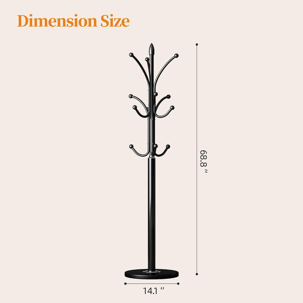 Metal Coat Rack Freestanding Sturdy Heavy Duty Coat Rack Stand,Black