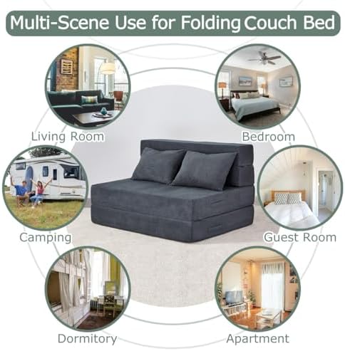 Folding Sofa Bed, Convertible Sleeper Chair Bed, Floor Sofa with Bag