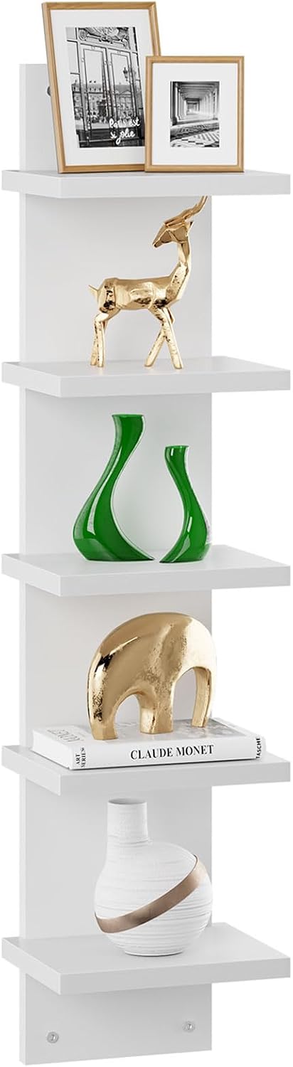 IBUYKE 5 Tier Wall Shelf Unit,White Vertical Shelf WBC009W