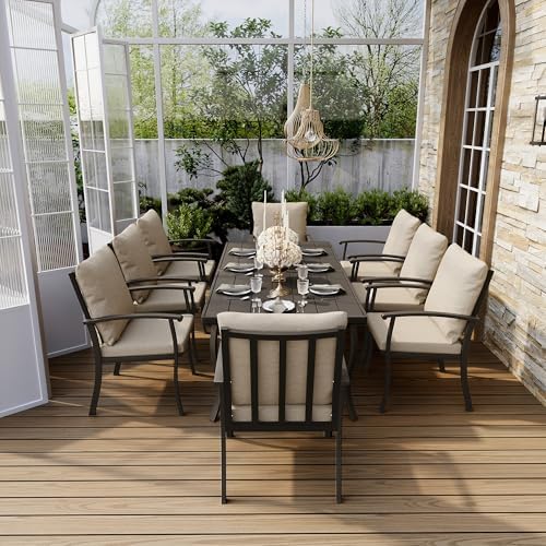 HAPPATIO Aluminum 9 Piece Patio Dining Set - Aluminum Outdoor Dining Set for ...