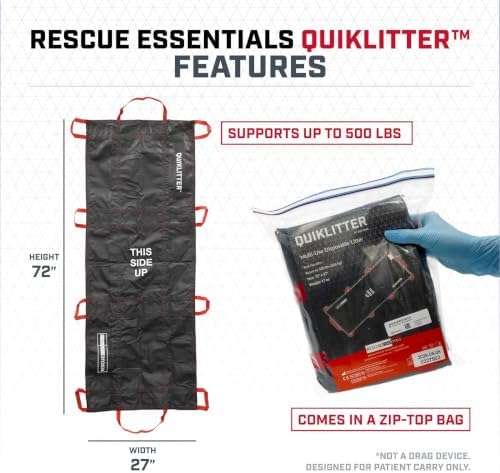 Rescue Essentials Public Access QuikLitter Stretcher 500 lb Rated, 1 Pack