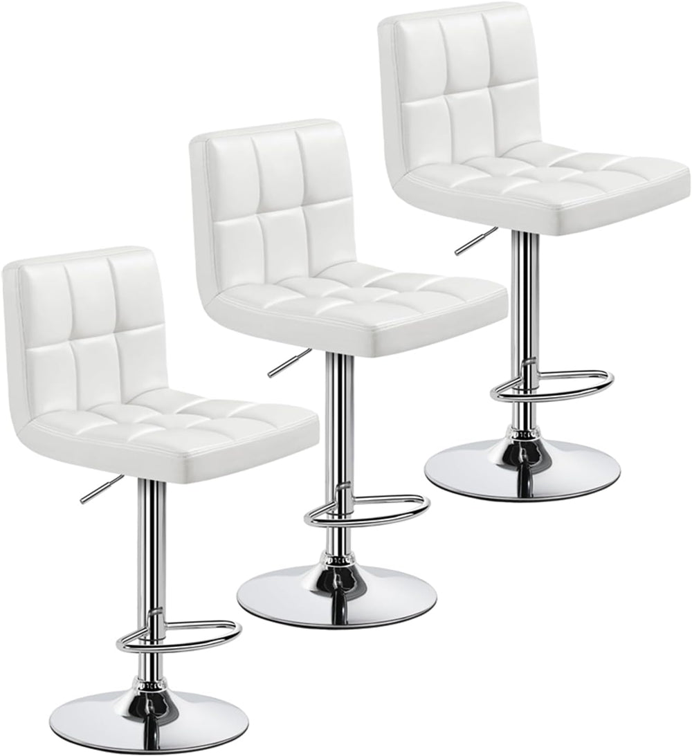 Yaheetech Bar Stools Set of 3 Adjustable Counter Height Barstools White