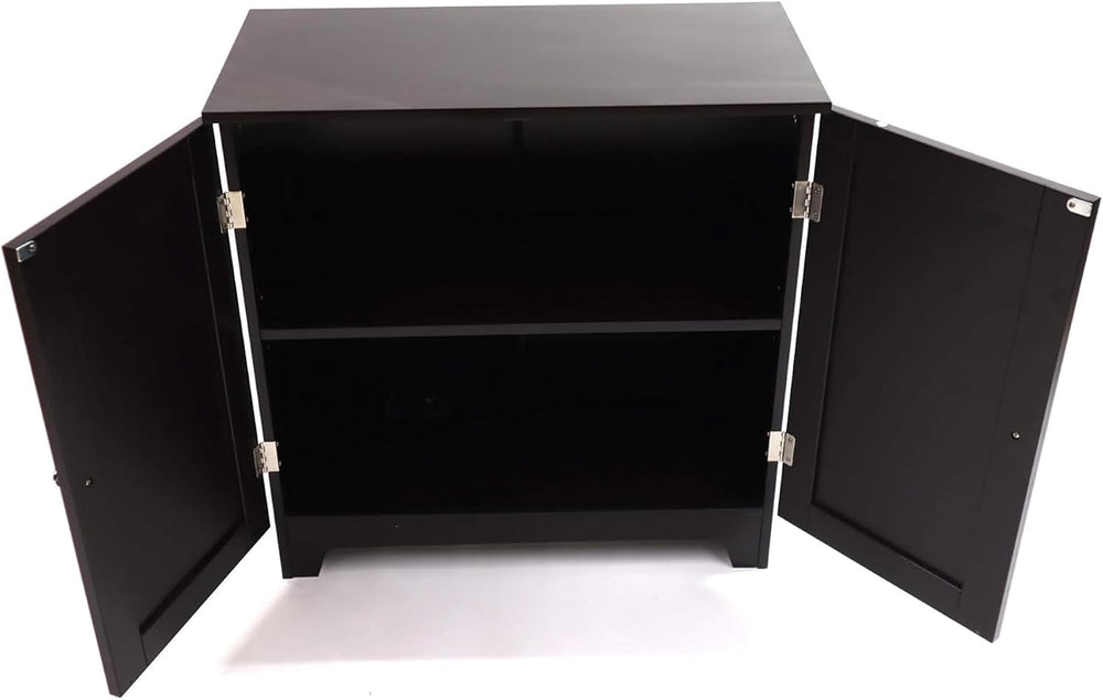 Redmon Contemporary Country Double Door Linen Storage Cabinet, Espresso