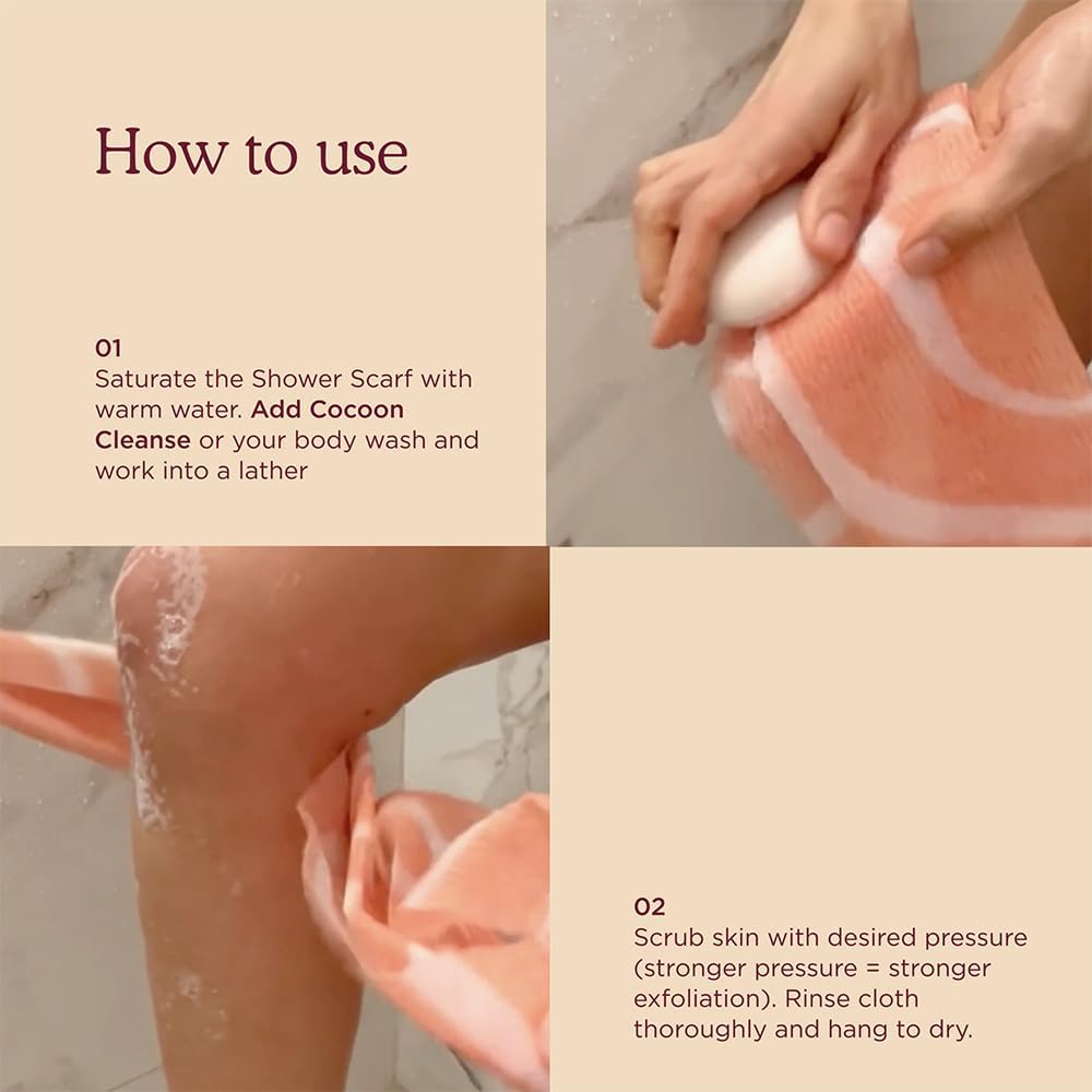 HANNI Extra-Long Shower Scarf, Japanese-Inspired Exfoliating Body Scrubber, L...