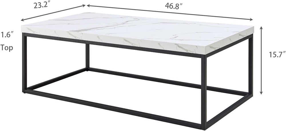 CENSI 47-Inch White Marble Coffee Table/Center Table