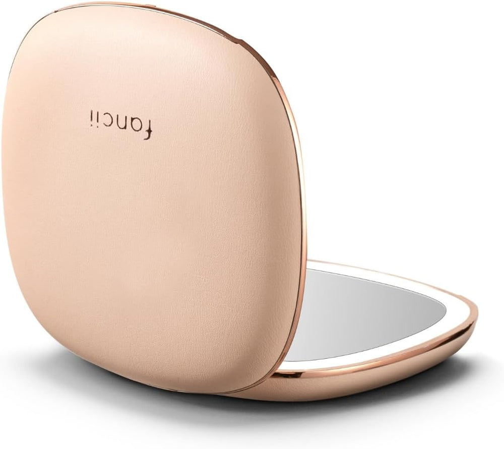 Fancii Mila 2 Compact Makeup Mirror with LED Light, Rechargeable, 10x /1x Mag...