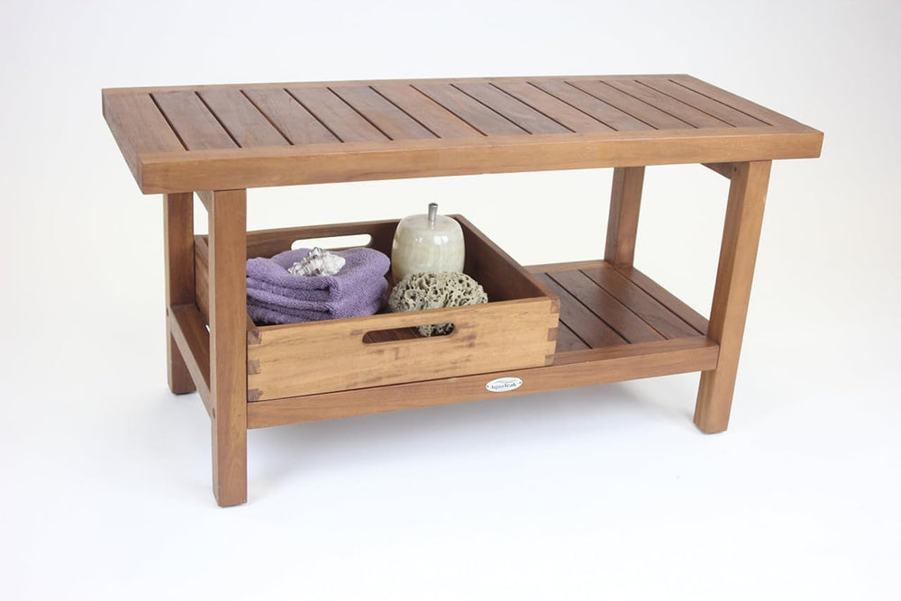 AquaTeak The Original Moa Teak Bench Large Storage Tray
