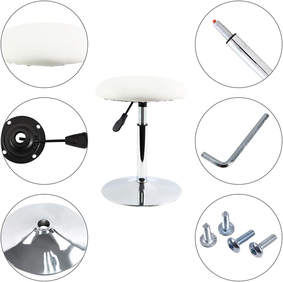 FURWOO Round Vanity Chair Height Adjustable Mini Bar Stool for Salon Spa Smal...