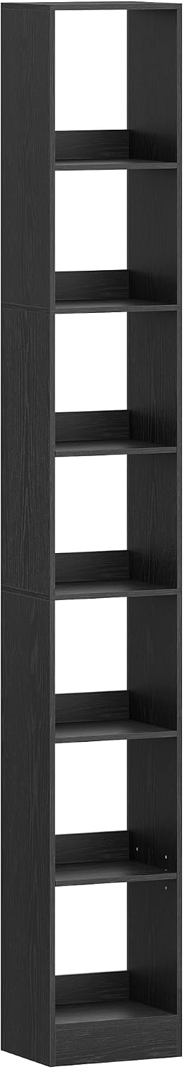 Hzuaneri Bookcase, Tall Narrow Bookshelf, Open Display Storage Shelf