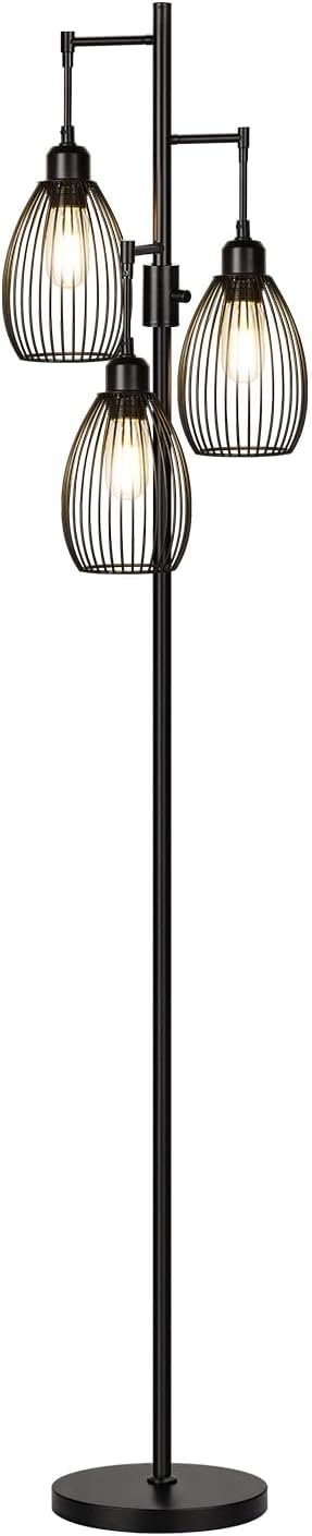 Dimmable Floor Lamp, 3 x 800LM LED Edison Bulbs Included, Farmhouse Industria...