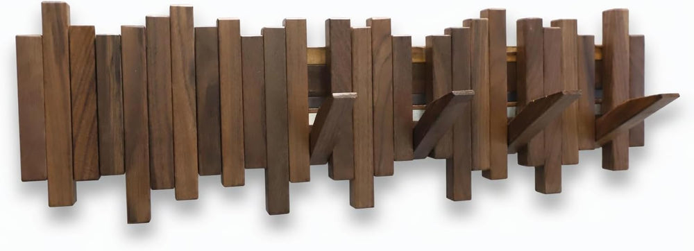 Black Walnut Hardwood Wall Mounted Piano Coat Rack