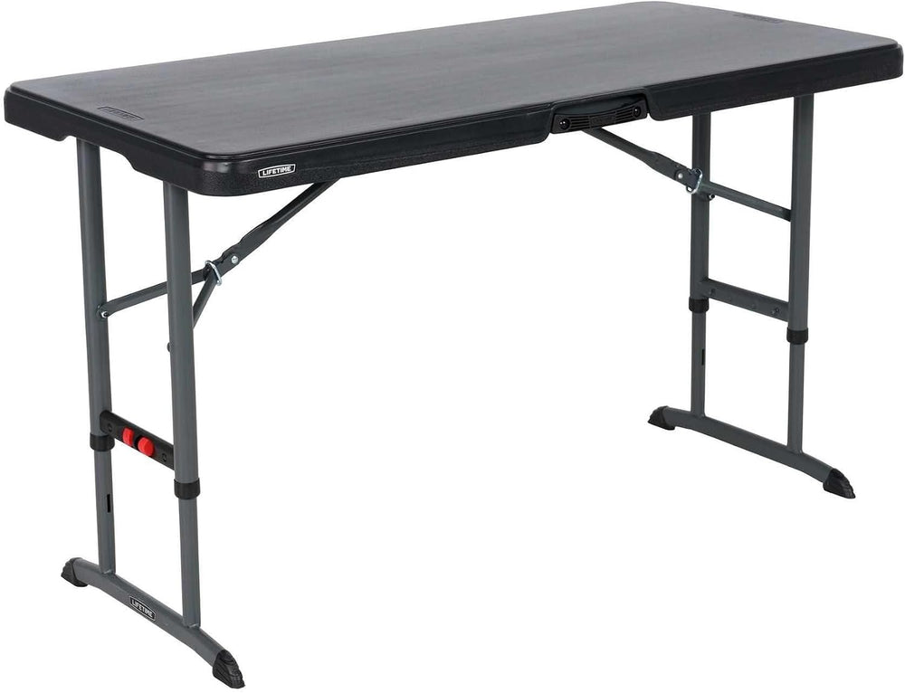 LIFETIME 4-Foot Commercial Adjustable Folding Table, Black