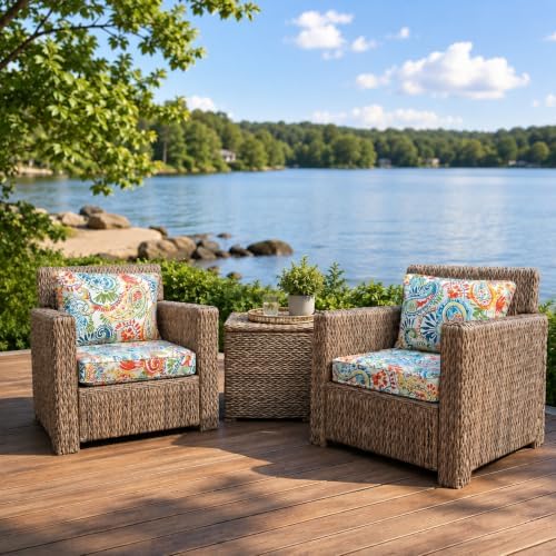 Outdoor Patio Seat/Back Chair Cushion Set 22"x22" Waterproof Fade-R...