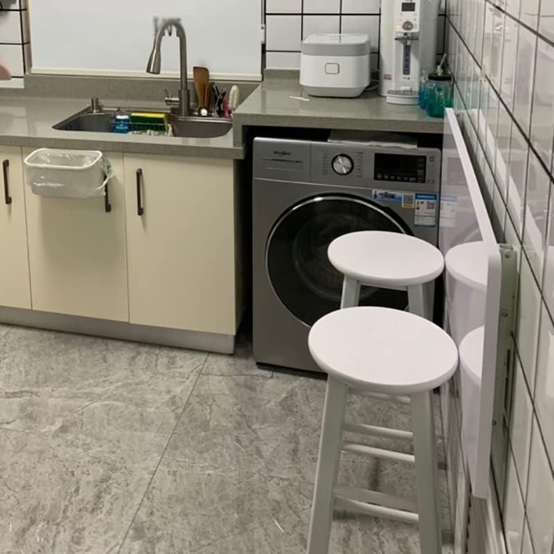 Wall Mounted Folding Table,White Floating Desk for Small Spaces,Stainless Ste...