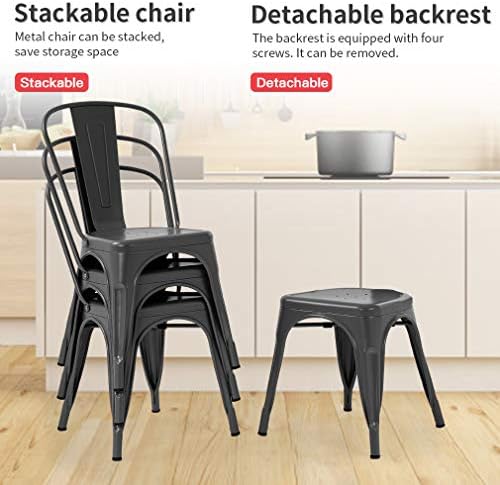FDW Metal Dining Chairs Set of 2 Patio Chair Indoor Outdoor Chairs Kitchen Me...