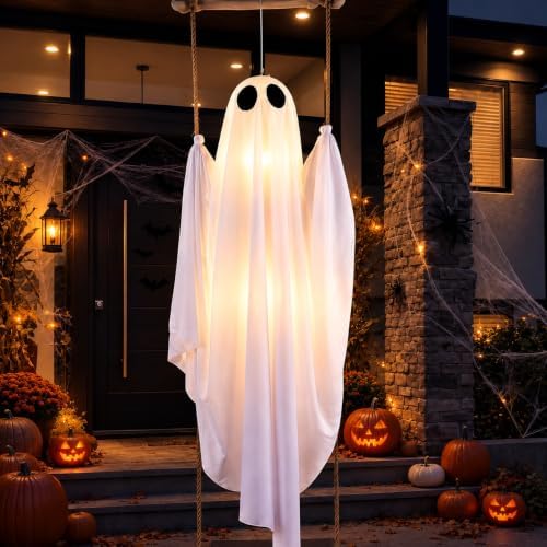 Halloween Decorations Outdoor Indoor, 5 FT Large Pre-Assembled Swinging Ghost...
