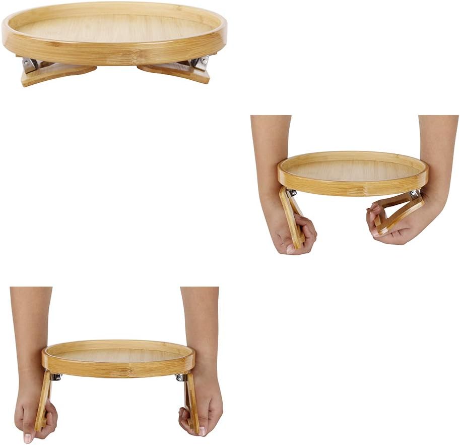 Xchouxer Side Tables Natural Bamboo Sofa Armrest Clip-On Tray, Ideal for Remo...