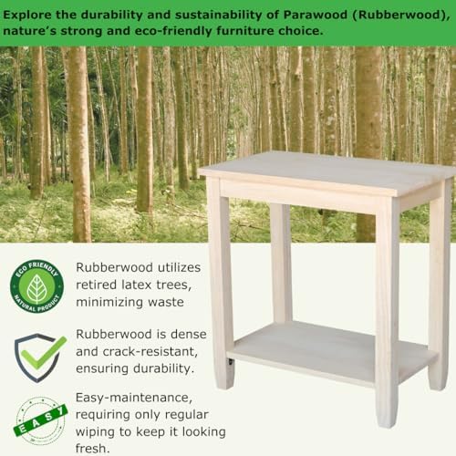 IC International Concepts Solano Solid Wood Accent Table, Unfinished