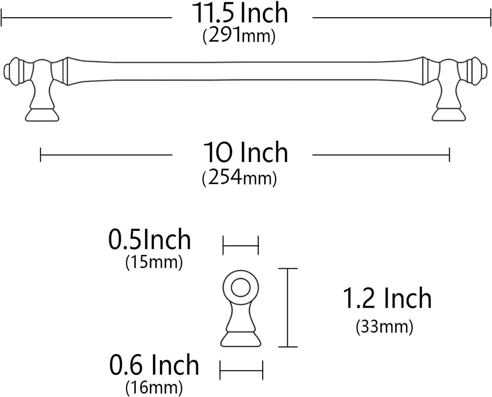 Alzassbg 10" Matte Black Cabinet Pulls and Handles 10 Pack, AL3085MB