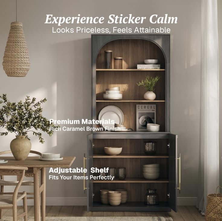 BELLEZE Jagger 130" Wall Unit 6-Piece Modular TV Stand - Ebony
